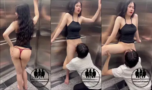 Đang phô dâm trong thang máy hữu duyên gặp trai lạ cho em vét máng luôn